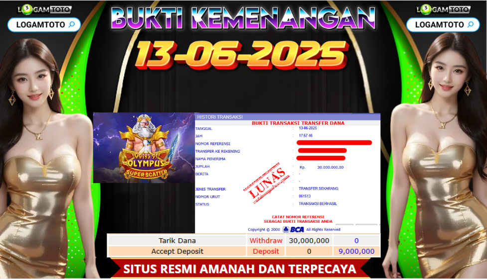 SELAMAT KEPADA MEMBER SETIA LOGAMTOTO BERHASIL JACKPOT DI PERMAINAN SLOT GATE OF OLYMPUS SUPER SCATTER